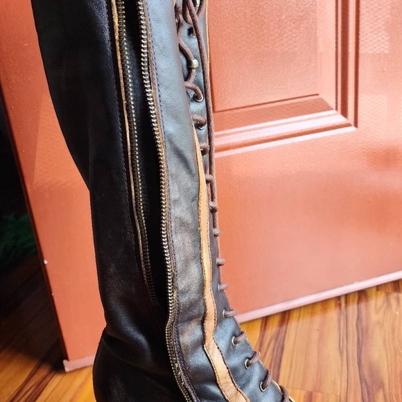 Jeffrey Campbell Black and Brown Lace Up Boots - Picture 2 of 8